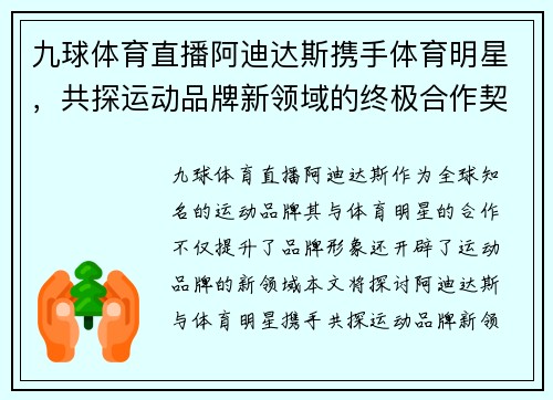 九球体育直播阿迪达斯携手体育明星，共探运动品牌新领域的终极合作契机